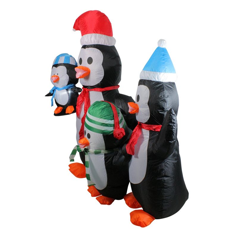 Northlight 5' Lighted Black and Orange Inflatable Penguin Family Christmas Yard Art Decor, 2 of 3