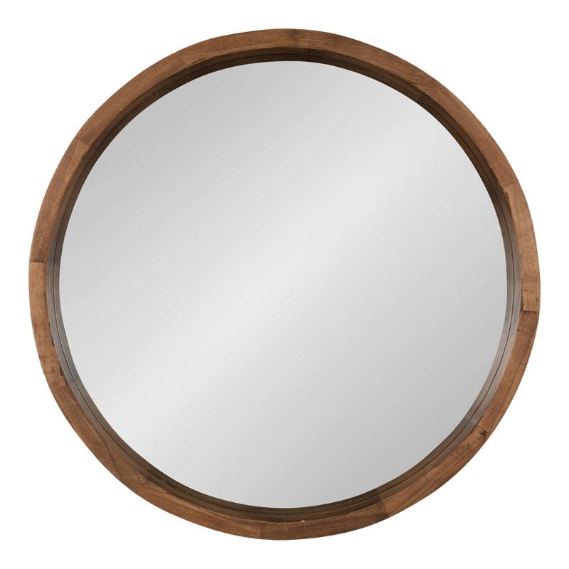 22&#34; x 22&#34; Hutton Round Wood Wall Mirror Rustic Brown - Kate and Laurel, 3 of 9