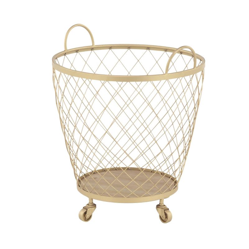 2pk Modern Metallic Rolling Baskets Gold - Olivia &#38; May, 5 of 8