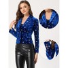 INSPIRE CHIC Women's Metallic Stars Printed Velvet 1 Button Business Office Crop Jacket - 2 of 4