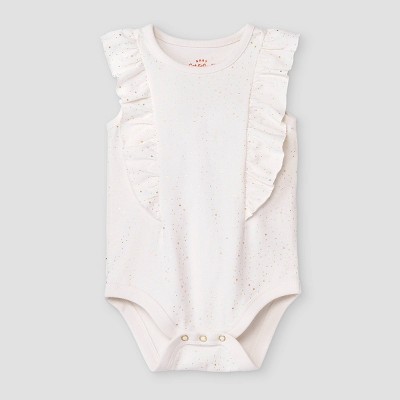 Baby Girls' Ruffle Short Sleeve Bodysuit - Cat & Jack™ Off-White 3-6M