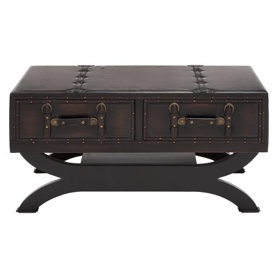 Faux Leather Trunk Coffee Table Brown - Olivia & May