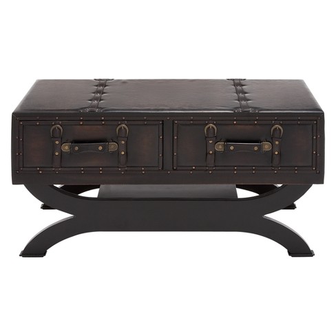 Faux Leather Trunk Coffee Table Brown - Olivia & May : Target