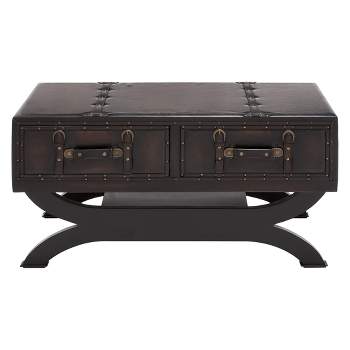 Faux Leather Trunk Coffee Table Brown - Olivia & May