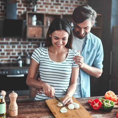 Large Bamboo Cutting Board with Juice Groove and Handles