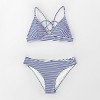 Women's Hit Summer Stripe Crisscross Low Waist Bikini Set - Cupshe -Blue/White - image 4 of 4
