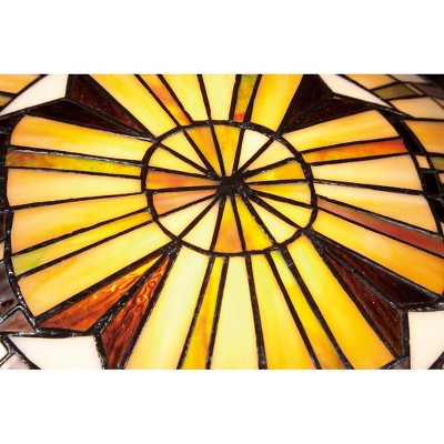 Vintage Bronze Tiffany Glass Flush Mount Light