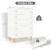 5 Drawers Dresser for Bedroom, 44" Tall Wood Rustic Chest of Drawers with Bar Handles, Vintage Design, Storage Dressers Organizer, White - 2 of 4