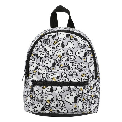 Peanuts Snoopy & Woodstock Fuax Leather 10.6" Gray Mini Backpack