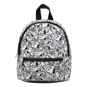 Peanuts Snoopy & Woodstock Fuax Leather 10.6" Gray Mini Backpack - 1 of 4