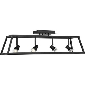 Pro Track Carmel 4-Head LED Ceiling Track Light Fixture Kit Spot Light GU10 Adjustable Flat Black Modern Cage Kitchen Bathroom Living Room 30" Wide - 1 of 4