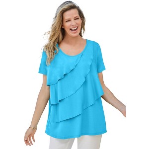 Woman Within Plus Size Ruffle Tee - 1 of 4