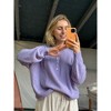 Women's Oversized Sweaters Batwing Long Sleeve Loose crew Neck Button Henley Tops Pullover Knit Jumper - 2 of 4