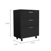 Anybear 3 Drawers Storage Cabinet with Casters, Black Wengue Finish - 4 of 4