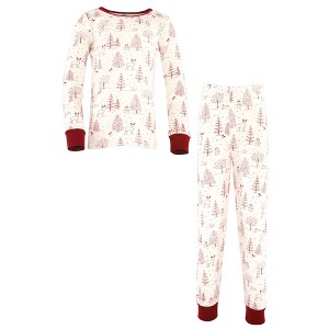 Touched by Nature Baby, Toddler and Kids Unisex Organic Cotton Tight-Fit Pajama Set, Winter Woodland - 1 of 3