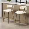 Leovsnove Set of 2,26'' Counter height bar stools Corduroy kitchen island counter bar stool with back,golden chromed base and footrest - 2 of 4