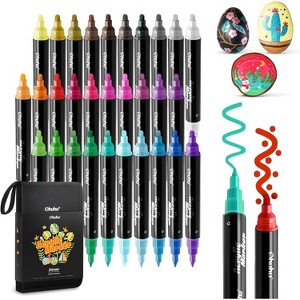 Ohuhu Acrylic Paint Pens 30 Colors: Dual Tips (Round & Fine) Acrylic Markers High Opacity Paint Markers Waterproof Lightfast for Painting - Kakaako - 1 of 4
