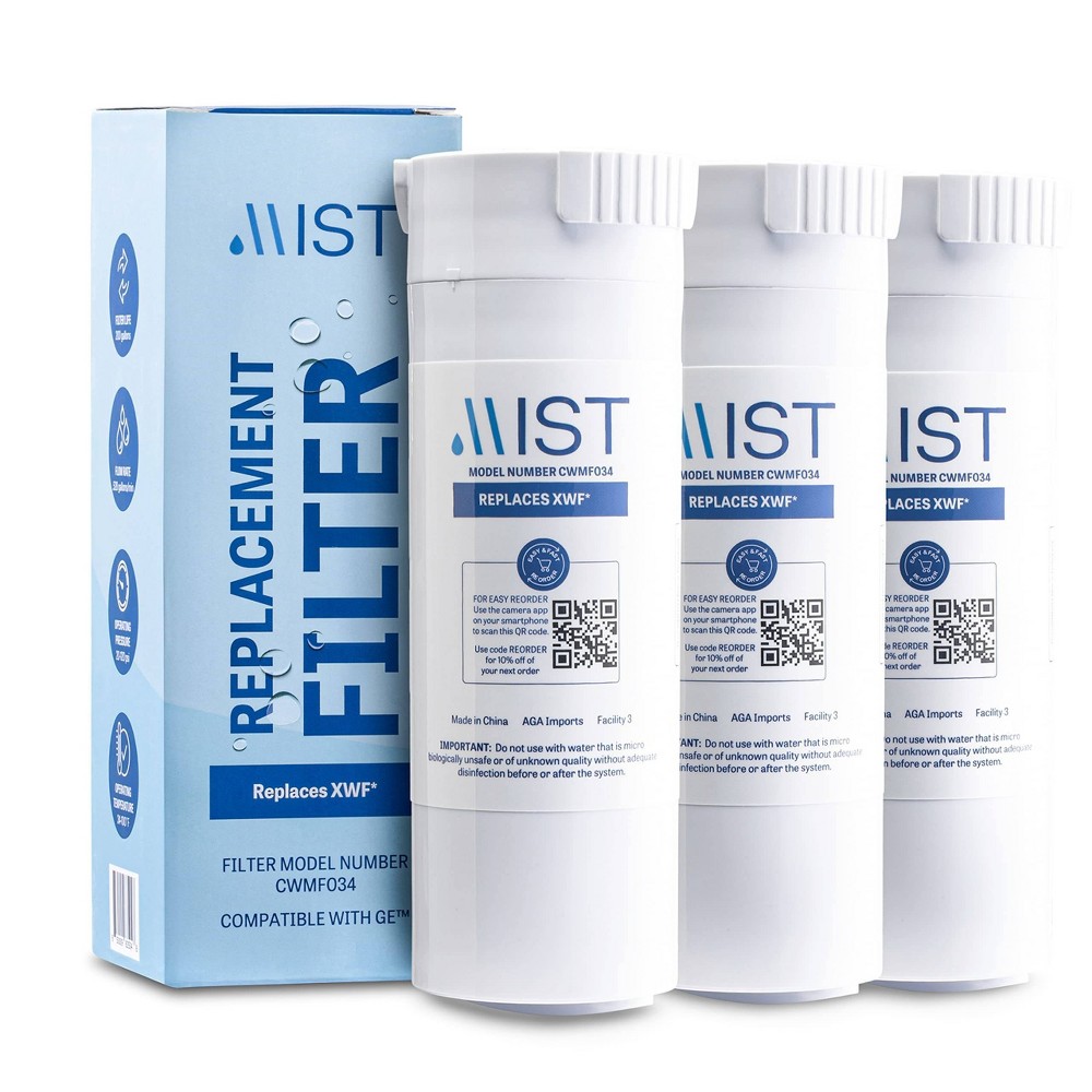 Mist GE XWF Compatible with GE XWF, WR17X30702, GBE21, GDE21, GDE25 Refrigerator Water Filter (3pk) -  82853584