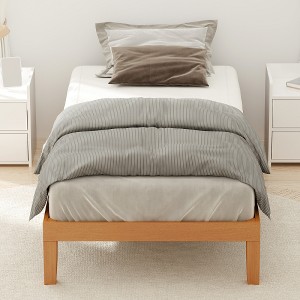 Lyngins Natural Pine Bed Frame, Wooden Platform Bed Frame, No Box Spring Needed Storage Bed, Minimalist Headboard-Less Bed Frame for Bedroom - 1 of 4