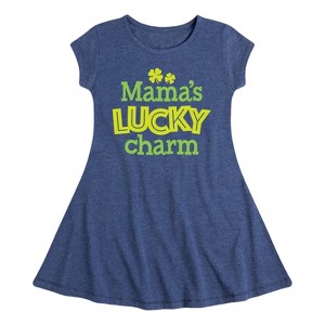 Girls' - Instant Message - St. Patrick's Day Mama's Lucky Charm Fit & Flair Cap Sleeve Dress - 1 of 3