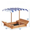 VisioGear Kids Sandbox with Adjustable Cover, Sand Box with 2 Foldable Bench Seats, Brown, 46"*46"*46" - 3 of 4