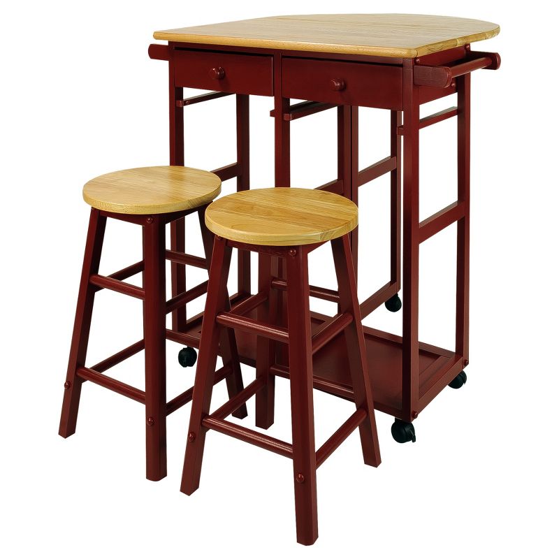 Breakfast Cart with Drop Leaf Table & Stool Set - Flora Home, 3 of 13