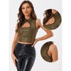 INSPIRE CHIC Women's Slim Fitted Sequins Sleeveless Cut Out Front Crop Tank Top - 2 of 4