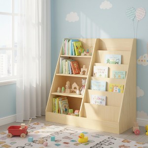 Homy Casa Kids Bookshelf and Toy Storage Organizer with Open Shelves, Natural - 1 of 4