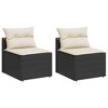vidaXL Patio Sofas Armless with Cushions 2 pcs Black Poly Rattan - 2 of 4