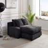Lazy Sofa Couch Chaise Lounge Single Sofa Cloud Sleeper Sofa Corduroy/Chenille Upholstered Accent Chair Daybed, Beige/Black/Green/Blue-ModernLuxe - 3 of 4