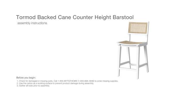 Tormod Backed Cane Counter Height Barstool - Threshold™, 2 of 13, play video