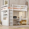 Whisen Wood Full Size Loft Bed with Built-in Wardrobe, Desk, Storage Shelves and Drawers - 2 of 4