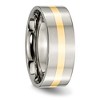 Black Bow Jewelry 8mm Titanium & 14k Gold Inlay Polished Flat Standard Fit Band - 4 of 4