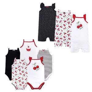 Hudson Baby Infant Girls Cotton Bodysuits and Rompers, 8-Piece, Cherries - 1 of 2
