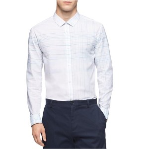 Calvin Klein Mens Blocked Button Up Shirt, white, 2XL Neck - 1 of 1