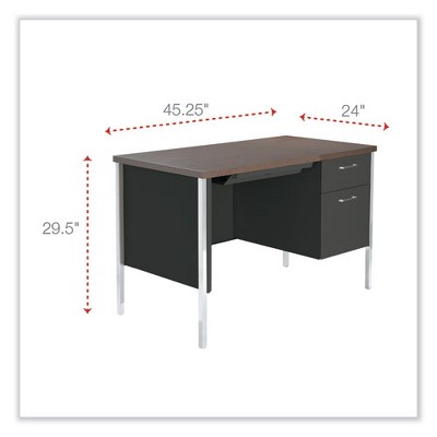 Mocha and Black Wood Desk with Filing Cabinet and Drawer