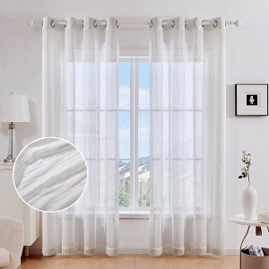 Deconovo 2 Panels Textured Sheer Curtains with 8 Grommets for Living Room or Bedroom - 1 of 4