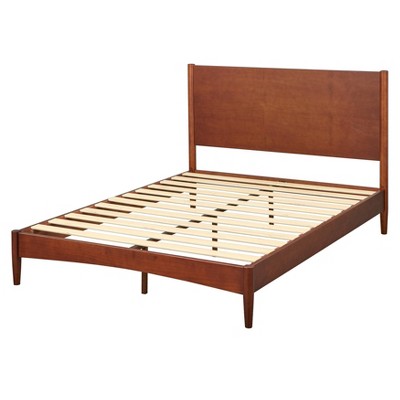 Queen Casta Platform Wood Bed Walnut - Lifestorey: Mid-century, Solid ...