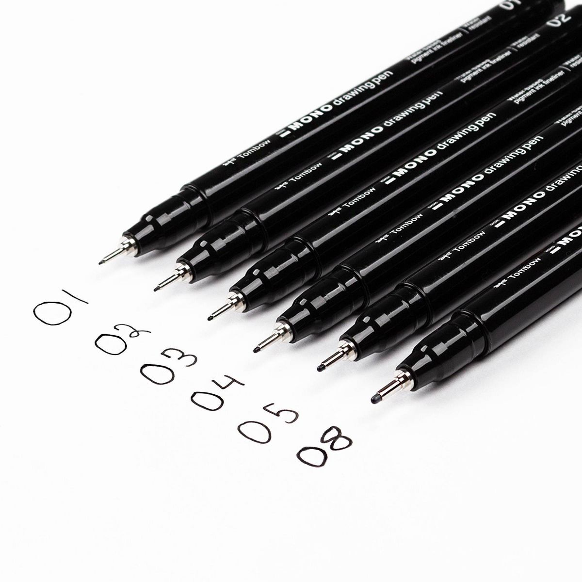 6ct MONO Drawing Pens Black - Tombow: Quick Drying, Durable Tip, Technical & Illustration Pens, Bold to Extra Fine Points - thumbnail 3