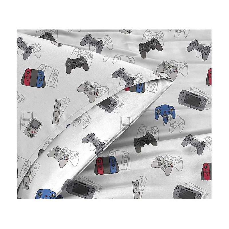 KIDS RULE Gamer Comforter Sheet Set | Game Controllers Print - 100% Softly Brushed Microfiber Polyester, 4 of 7