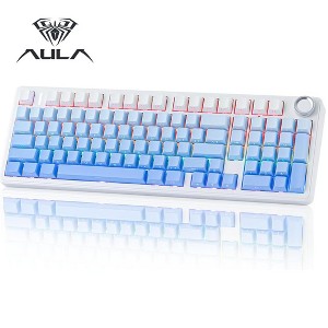 AULA F99 Pro 95% Mechanical Keyboard, Tri-Mode BT5.0 2.4GHz, Hot Swappable, RGB, Knob, Blue - 1 of 4