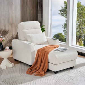 Chaise Lounge Chair,Electric Lounge Chair With Adjustable Backrest,Pillow,Wireless Charging And Cup Holder,Armchair For Living Room-Cuddlewood - 1 of 4