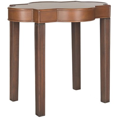 Curvaceous Quatrefoil Warm Brown Solid Wood End Table