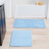 2pc Memory Foam Striped Bath Mat Set Blue - Yorkshire Home: Microfiber, Machine Washable, Quick Dry - 3 of 4
