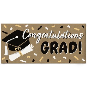 Big Dot of Happiness Black & White Graduation Kraft Paper Banner ...