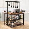 42" Kitchen Island with Storage & Seating – 3-Tier Bakers Rack, Microwave Stand, 5 Hooks – Multi-Functional Dining & Living Room Cart - 2 of 4
