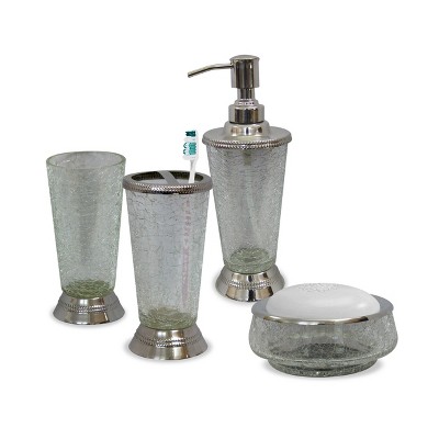 4pc Regal Metal Bath Accessory Set for Vanity Counter Tops Clear - Nu Steel