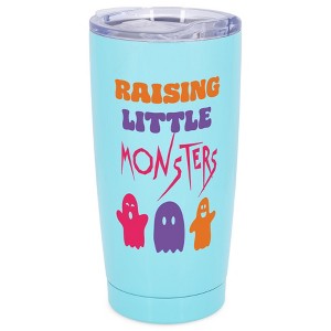 Elanze Designs Raising Little Monsters Ghosts Mom & Dad Halloween Wrap-Around Design 20 Ounce Stainless Steel On-The-Go Coffee Mug, Thermal Travel - 1 of 4