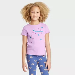Girls' Short Sleeve Ribbed T-Shirt - Cat & Jack™ Violet XXL