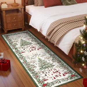 Christmas Area Rugs for Living Room Bedroom Xmas Snow Scene Festival Winter Decorations Rugs Soft Foldable Accent Rug - 1 of 4